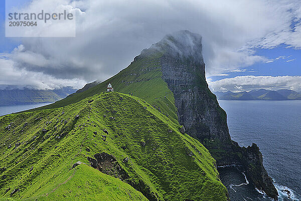 Kallur Lighthouse and its surrounding cliffs  Trollanes  Faroe Islands