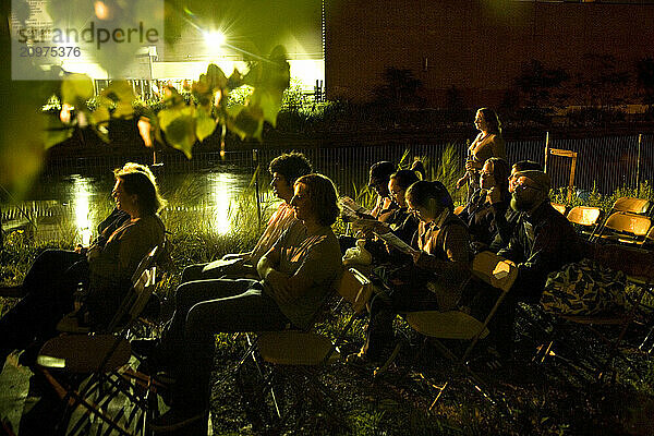 Watching an outdoor movie in Brooklyn