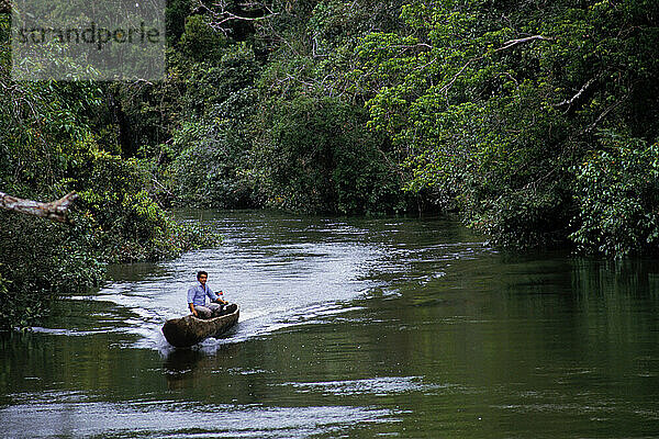 Canoe travel in the Calamar River  Colombia.