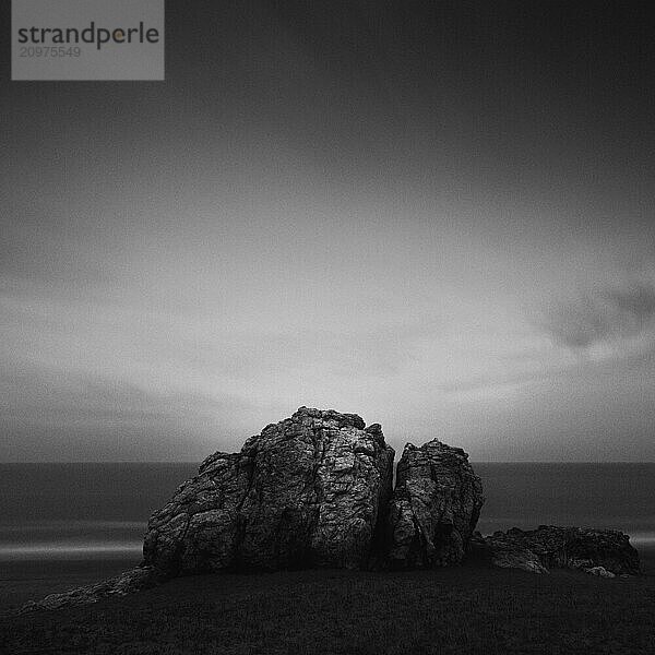 Sea stack at the beach and dramatic sky  Aichi Prefecture  Japan