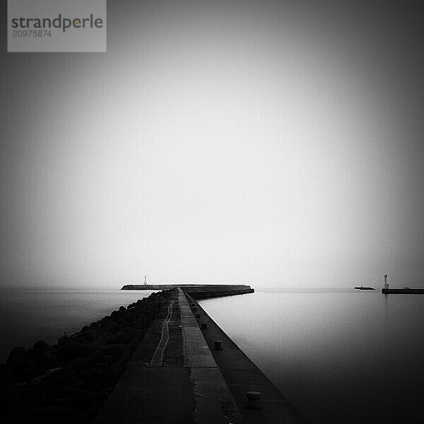 Boat pier in the fog  Cape Irago  Aichi Prefecture  Japan