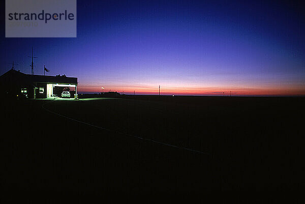 Twilight at a customs office in Montana.