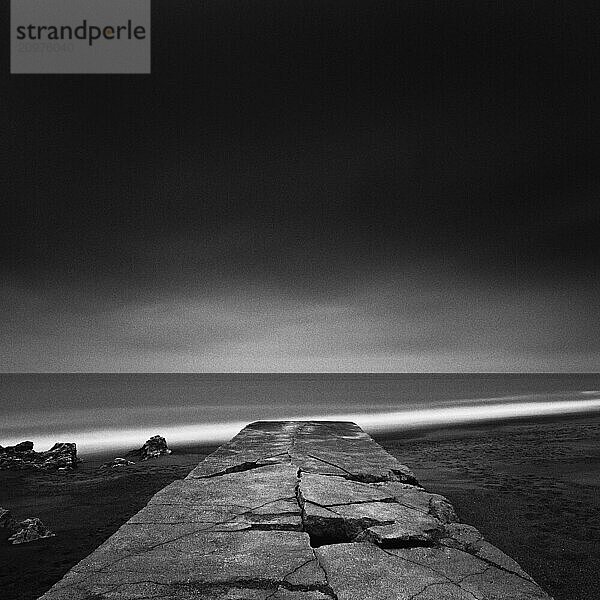 Stone jetty at the beach  Aichi Prefecture  Japan