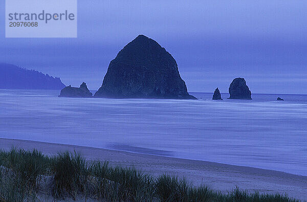 A rocky pinnacle at the Pacific Ocean.