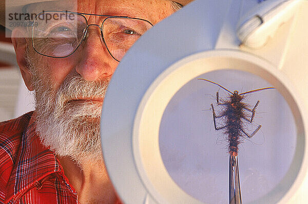 A man shows a fly.