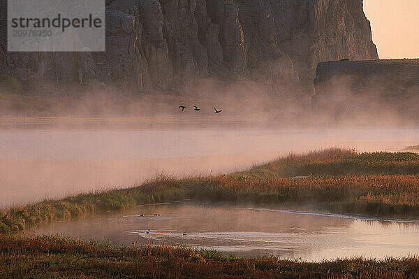 Mist over a river.