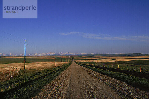 A long dirt rural road in Montana.