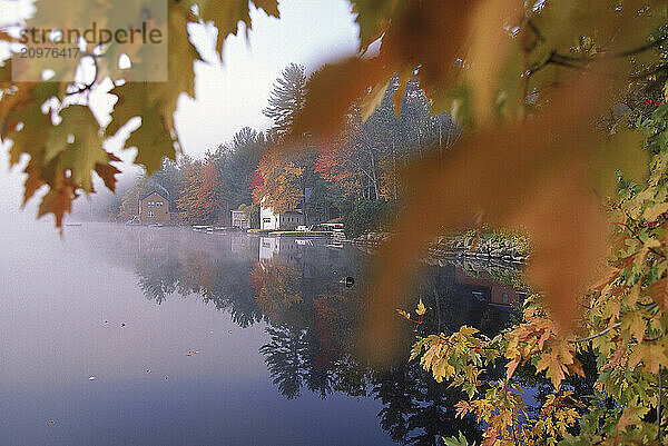 Lake Scene in Fall.