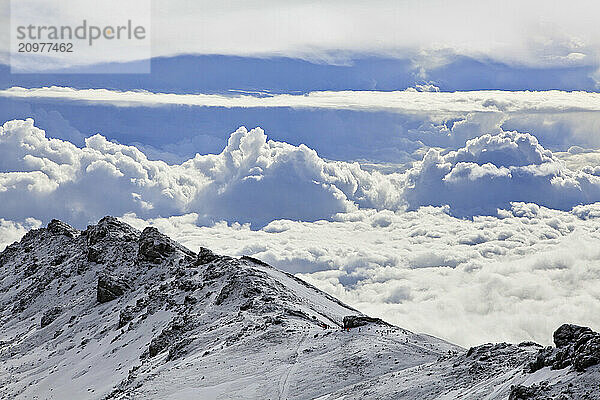 Climbers by Stella Point on the crater rim of Mt. Kilimanjaro  Tanzania