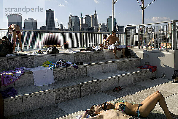 The Floating Pool Lady in Brooklyn