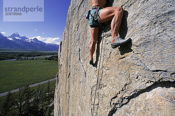 Rock climbing  Wyoming  USA.