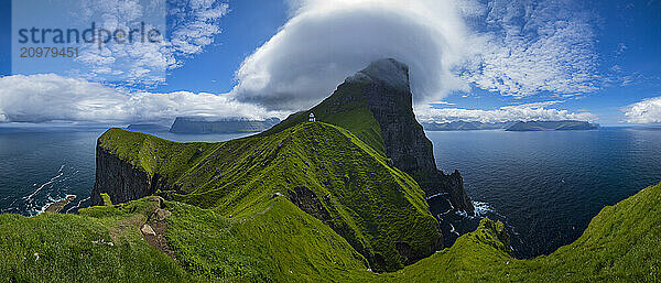 Kallurâ€ Lighthouse and its surrounding cliffs  Trollanes  Faroeâ€ Islands