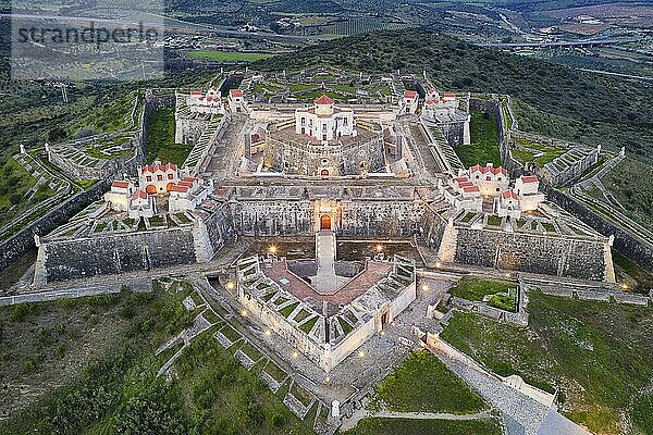 Elvas Fort drone aerial view of Forte Nossa Senhora da Graca in Portugal