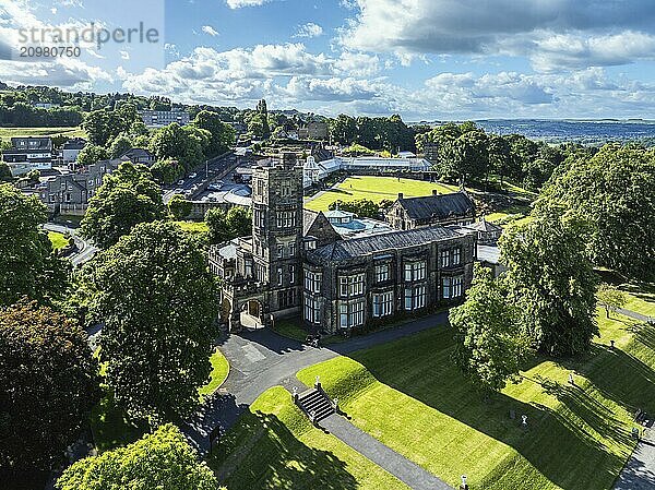 Cliffe Castle and Gardens from a drone  Keighley  West Yorkshire  England  United Kingdom  Europe