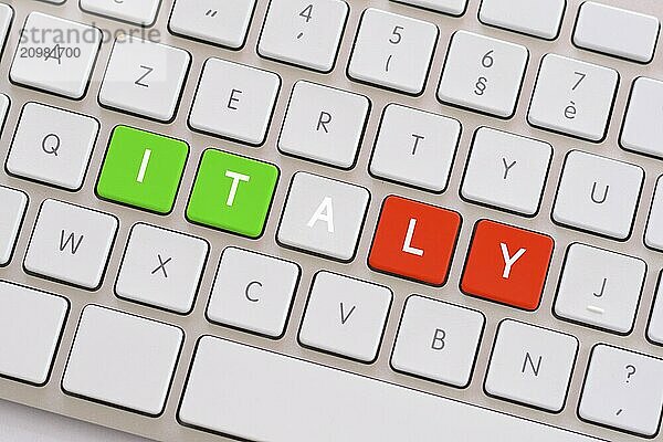 Italy in green white and red on white keyboard