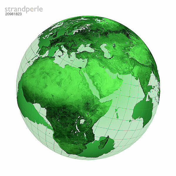 Green globe illustration isolated on white background