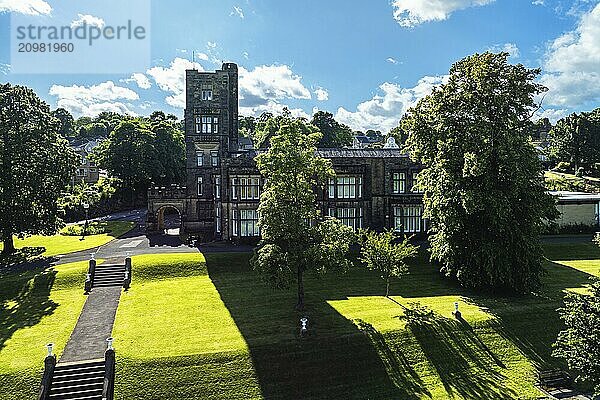 Cliffe Castle and Gardens from a drone  Keighley  West Yorkshire  England  United Kingdom  Europe