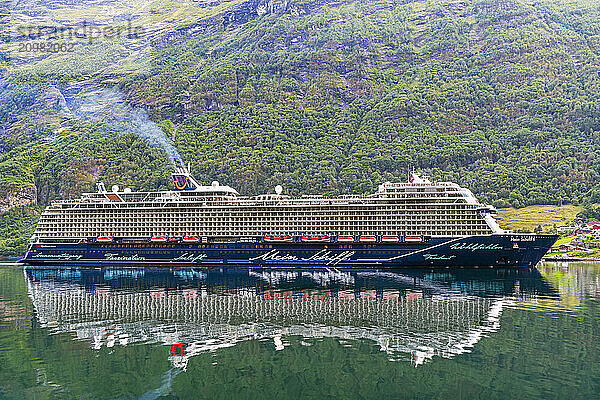 Cruise ship Mein Schiff 1 in the Geirangerfjord  Norway  Europe