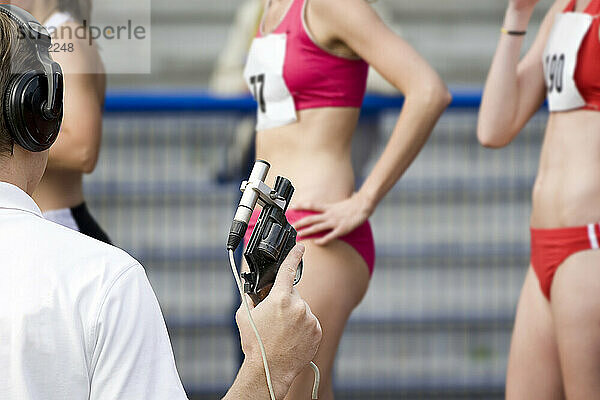 Athletes wait for the starting signal