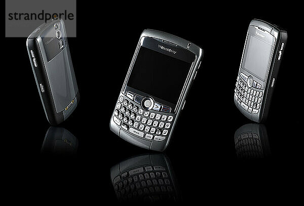 BlackBerry 8310 Curve stylish smartphone Isolated silhouette on black background