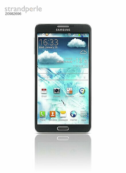 Samsung Galaxy Note III smartphone isolated photo on white background with clipping path