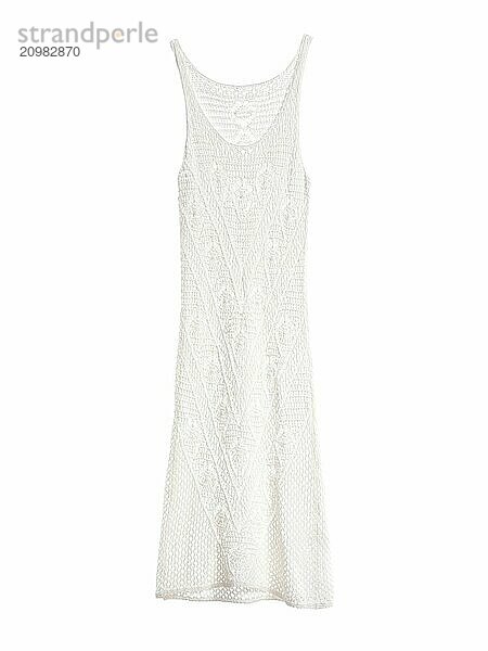 White crochet summer dress isolated on white background