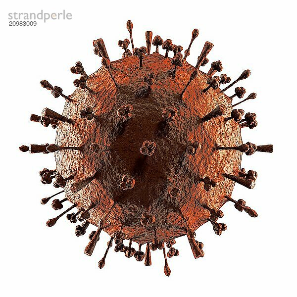 Flu virus H1N1 H5N1 influenza A virus particle  virion. Swine flu  avian flu  canine flu  equine flu particle structure.3D illustration isolated on white background