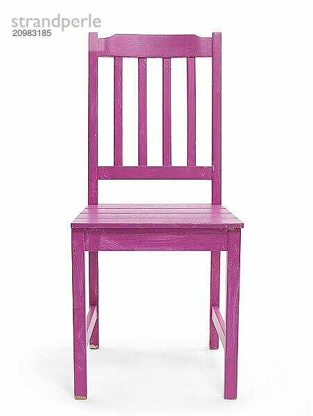 Purple wooden chair isolated on white background