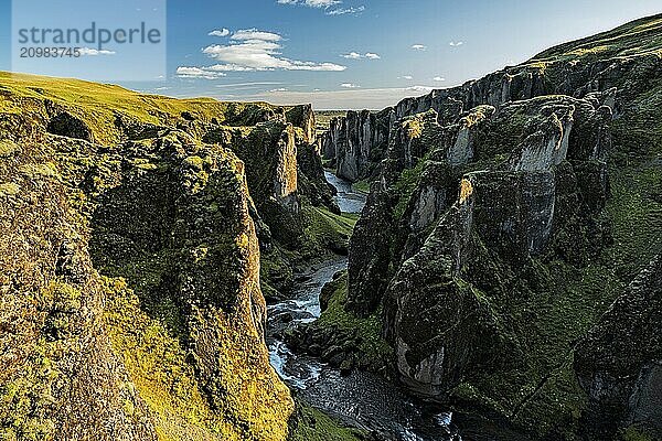 Fjadrargljufur canyon in South of Iceland in a summer and sunny day