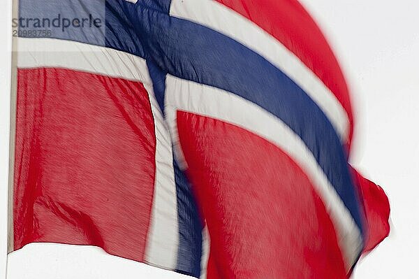 Norwegian flag waving in the wind