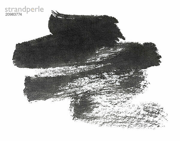 Abstract brush strokes with black calligraphy ink on white rice paper