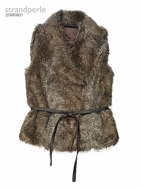 Brown fur vest isolated on white background