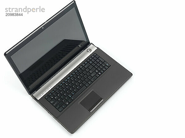 17-inch black laptop computer isolated on white background