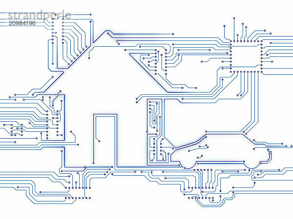 Connected house and electric car future home automation household technology conceptual illustration isolated on white background