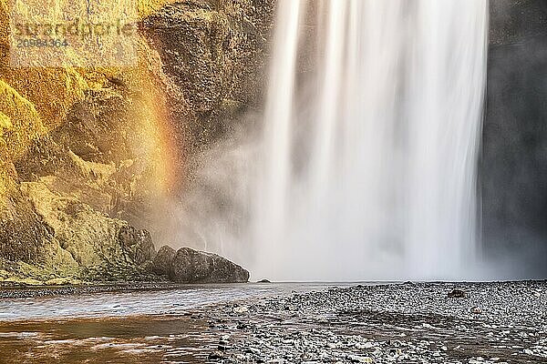 Beautiful Skogafoss waterfall during the winter season  Iceland  Europe