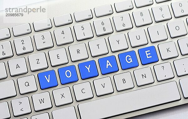 VOYAGE writing on white keyboard