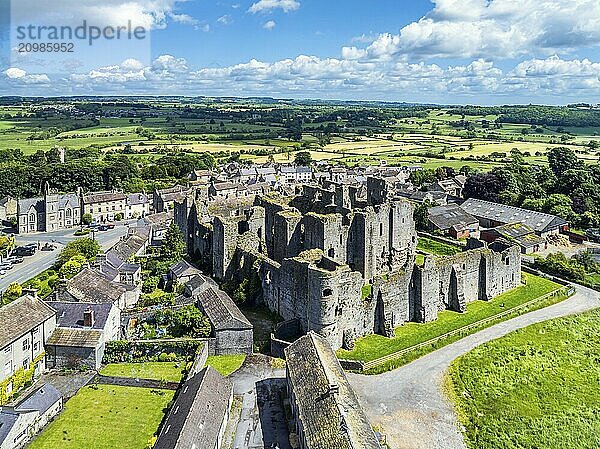 Middleham Castle from a drone  Middleham  Wensleydale  North Yorkshire  England  United Kingdom  Europe