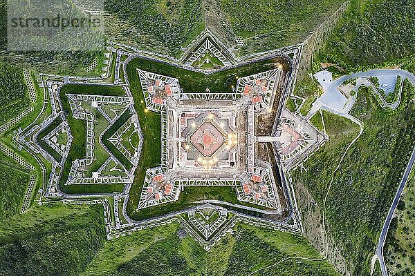 Elvas Fort drone aerial top view of Forte Nossa Senhora da Graca in Portugal