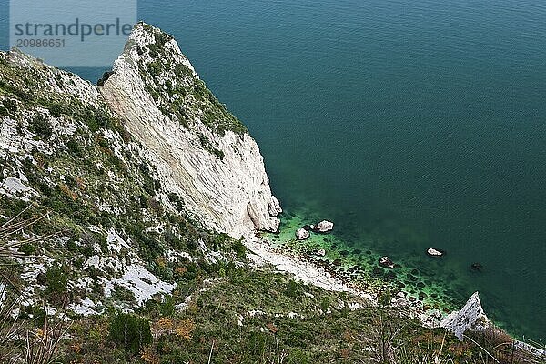 Beautiful view of two sisters  spiaggia delle due sorelle  in mount Conero  Italy  Europe