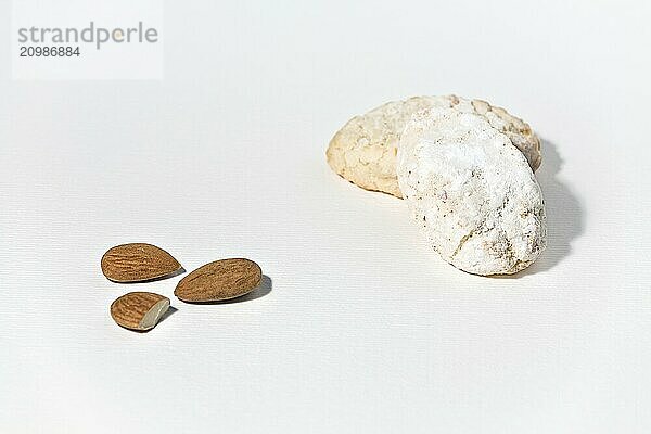 Ricciarelli biscuits of Siena on white background