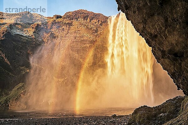 Beautiful Skogafoss waterfall during the summer season  Iceland  Europe