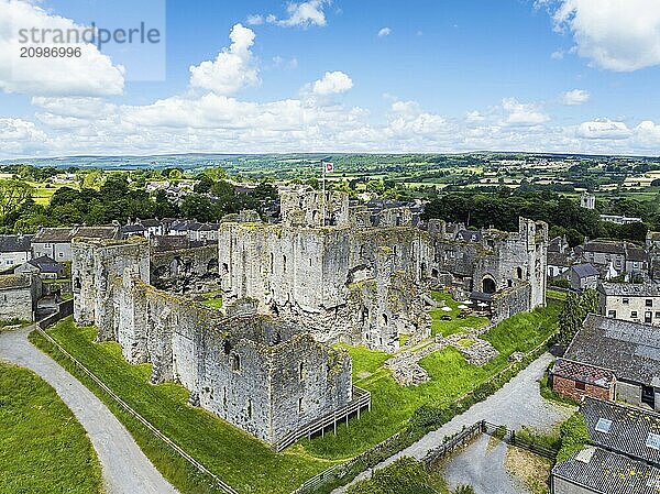 Middleham Castle from a drone  Middleham  Wensleydale  North Yorkshire  England  United Kingdom  Europe