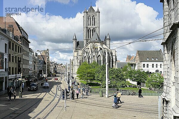 Gothic St. Nicholas Church  Ghent  Flanders  Belgium  Europe