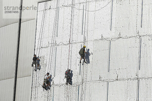 Facade climber in Bucharest  Romania  Europe