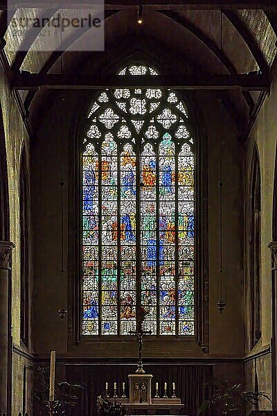 Our Lady Church  Stained-glass window  Nieuwpoort  West Flanders  Belgium  Europe