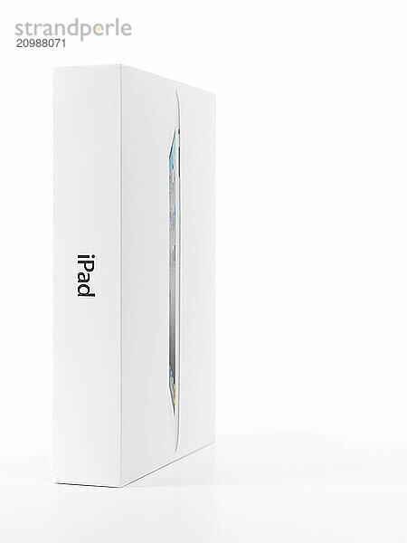 Apple iPad 2 product packaging. Isolated box on white background