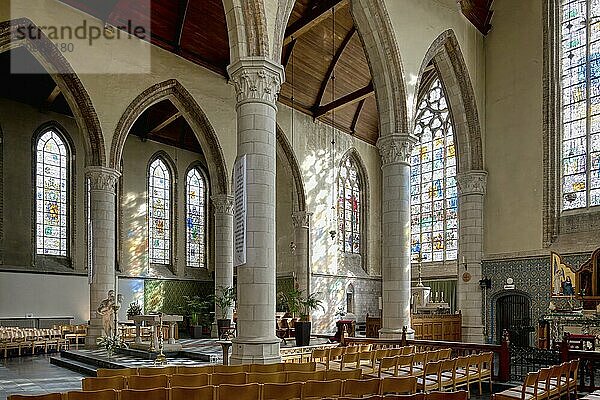 Our Lady Church  Central nave and chapels  Nieuwpoort  West Flanders  Belgium  Europe