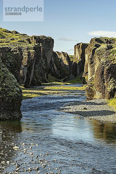 Fjadrargljufur canyon in South of Iceland in a summer and sunny day