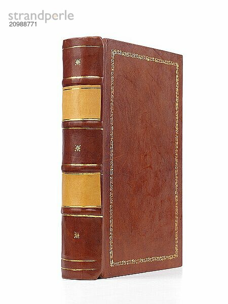 Hardcover leather bound book isolated on white background