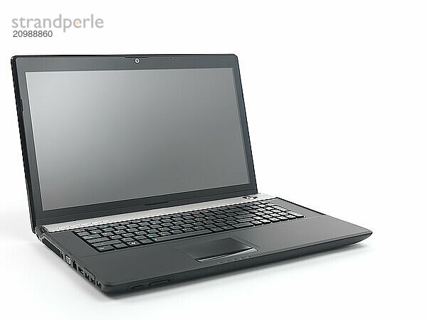 17-inch black laptop computer isolated on white background